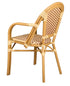 Beige and Maroon French Bistro Patio Dining Chair with Arms