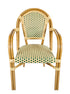 Beige & Green with Arms Front Bistro Chair CBPAW-AX-T