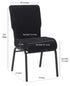 Black Fabric Church Chair with Cut-Away Back 18.5" Wide Black Steel Frame