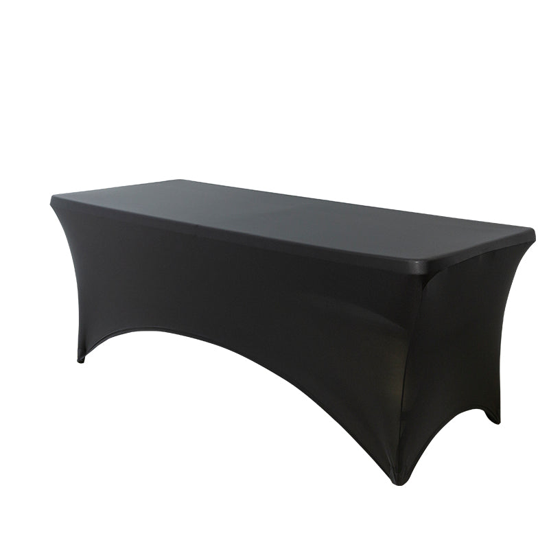 5-Pack Black Spandex 250gsm 6 Foot Folding Table Cover