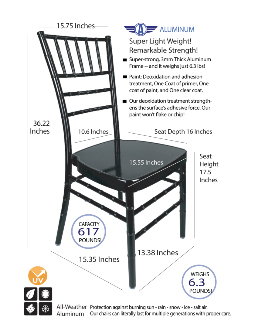 Black Aluminum Chiavari Chair by Chivari CCAB-AX-T