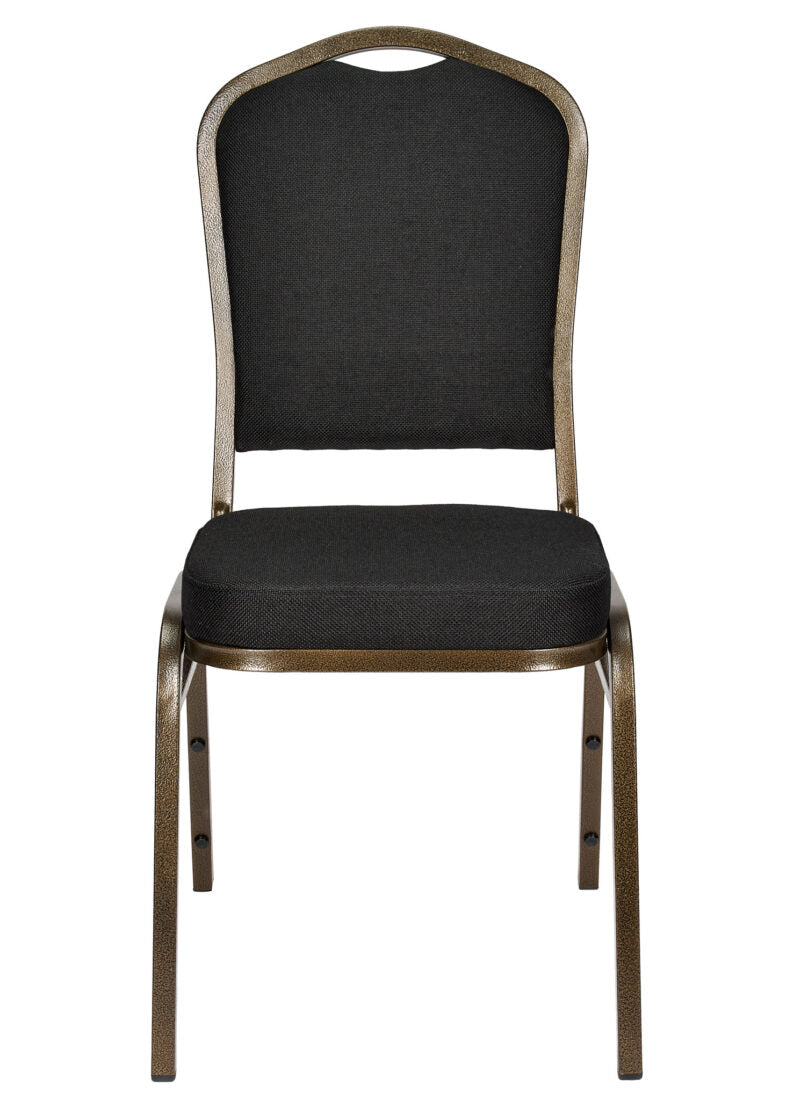 Black Vinyl on Gold Vein Frame Crown Banquet Chair by Chivari CQCVBU-ZF-T