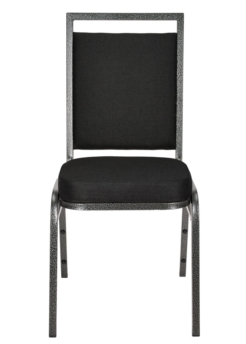 Black Fabric on Silver Vein Frame Square Banquet Chair by Chivari CQSFB-ZF-T