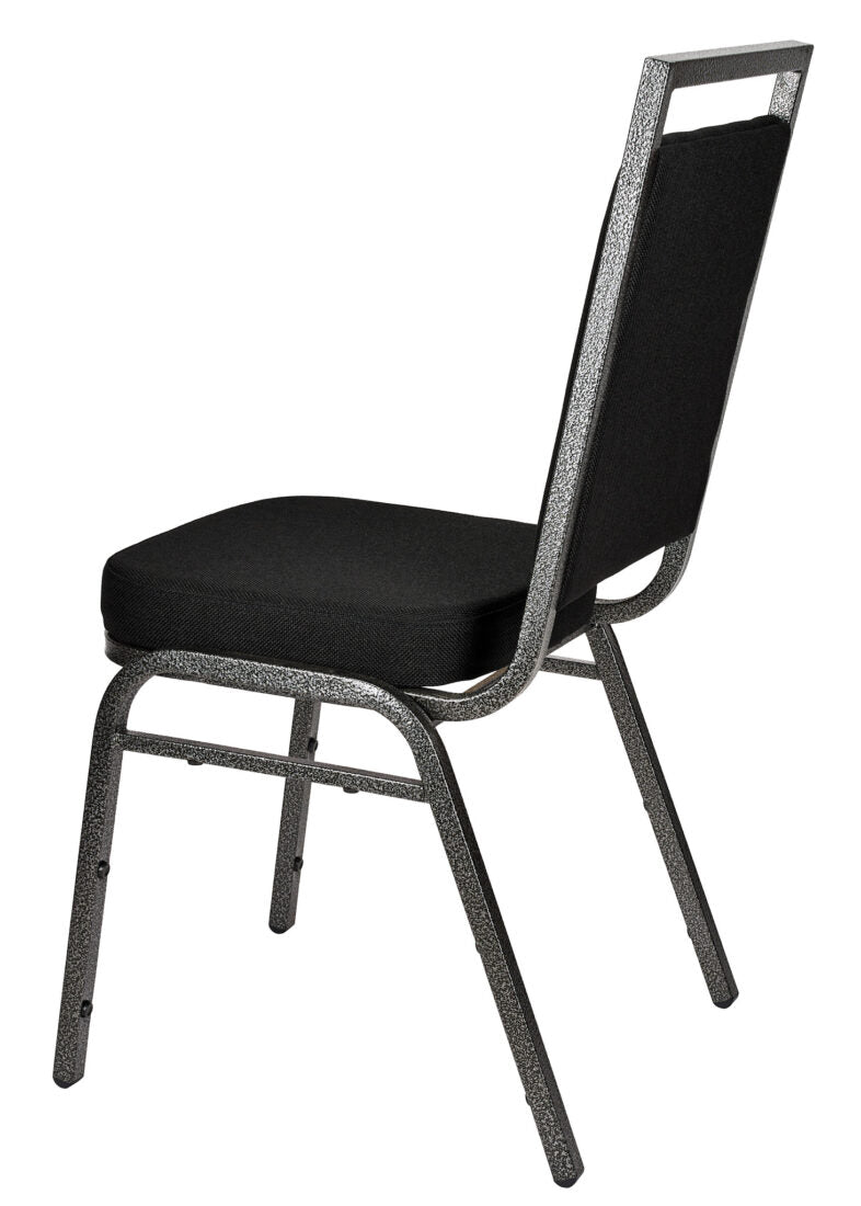 Black Fabric on Silver Vein Frame Square Banquet Chair by Chivari CQSFB-ZF-T