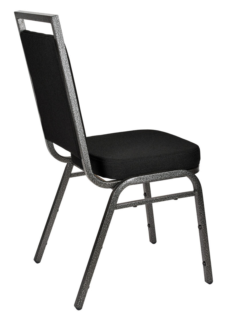 Black Fabric on Silver Vein Frame Square Banquet Chair by Chivari CQSFB-ZF-T