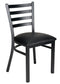 Ladder Back Restaurant Chair with Black Metal Frame and Black Vinyl Seat