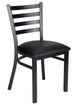 Chivari Ladder Back Restaurant Chair with Black Metal Frame and Black Vinyl Seat CLMBVB-ZF-KT