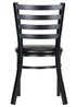 Ladder Back Restaurant Chair with Black Metal Frame and Black Vinyl Seat