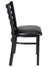 Ladder Back Restaurant Chair with Black Metal Frame and Black Vinyl Seat