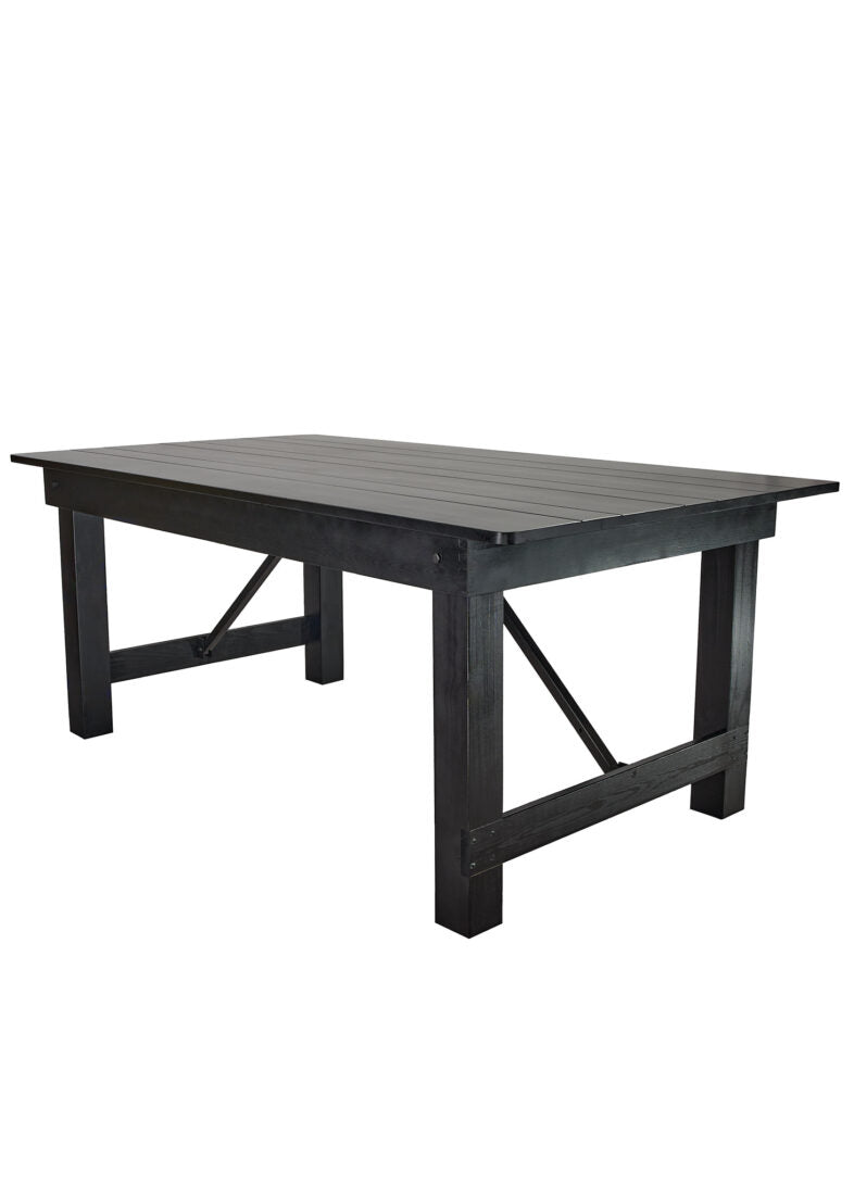 Black 6 Foot (72″ x 40″) Straight Leg Rectangle Wood Farmhouse Table