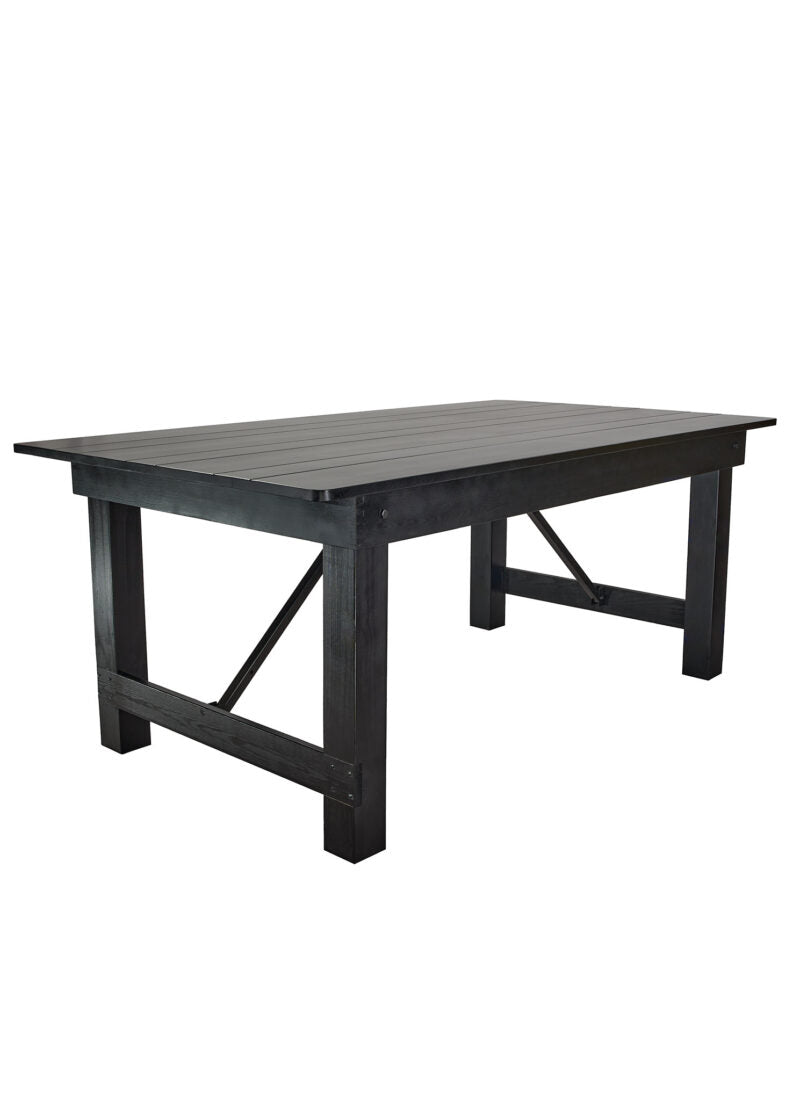 Black 6 Foot (72″ x 40″) Straight Leg Rectangle Wood Farmhouse Table