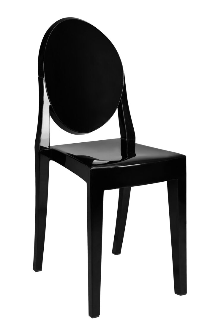 Black Resin Oval Back Victoria Ghost Chair