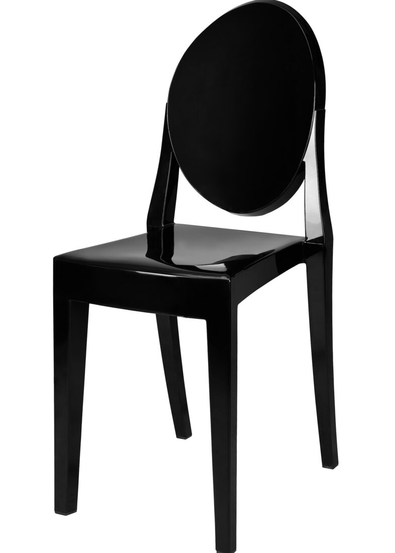 Black Resin Oval Back Victoria Ghost Chair