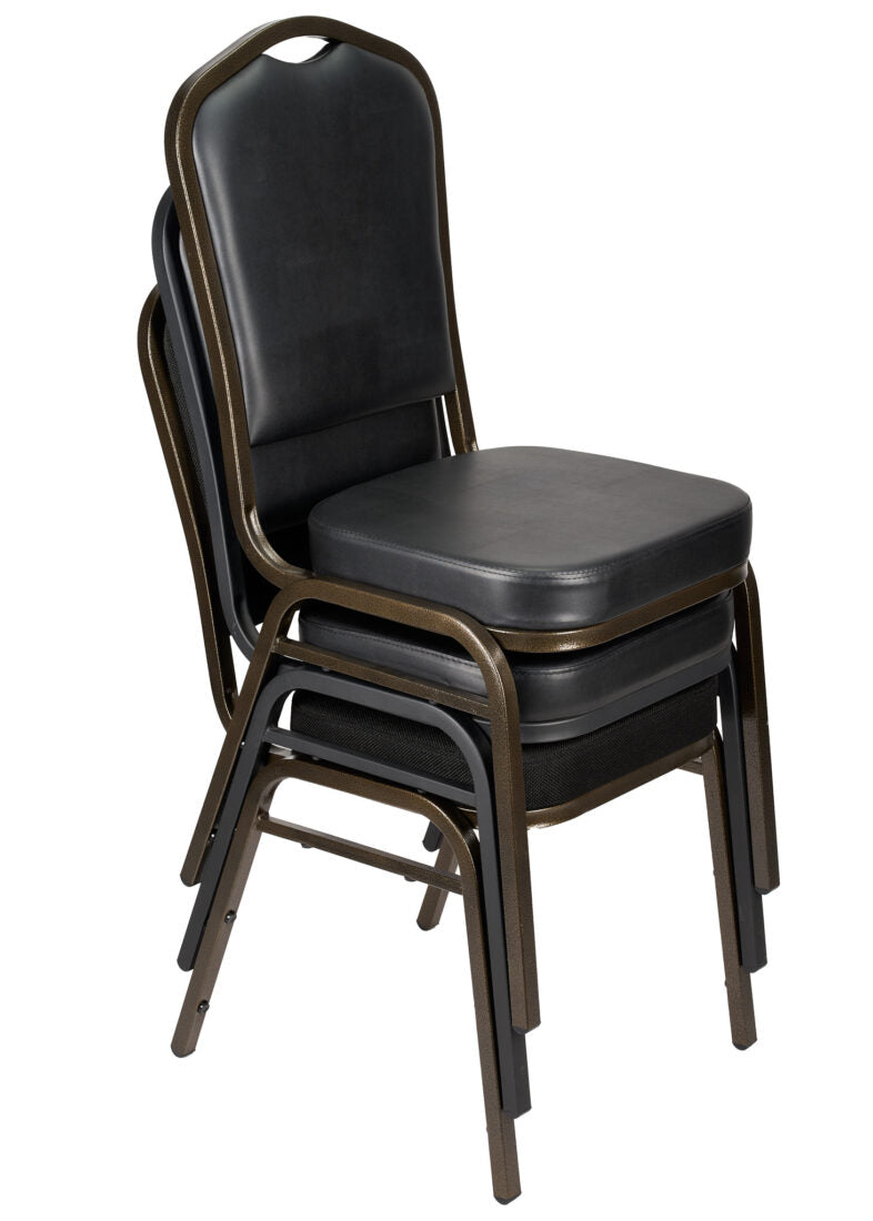 Black Vinyl on Black Frame Crown Banquet Chair by Chivari CQCVBB-ZF-T