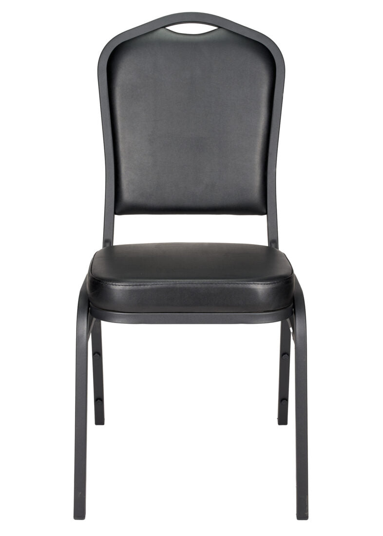 Black Vinyl on Black Frame Crown Banquet Chair by Chivari CQCVBB-ZF-T