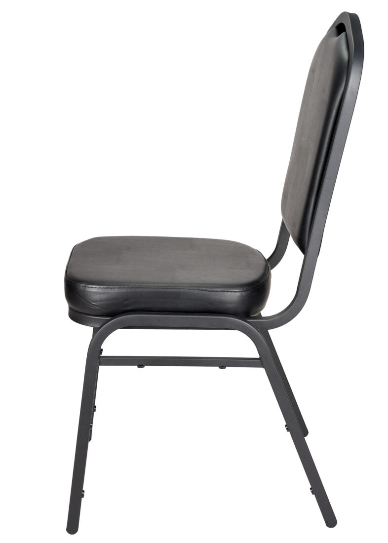 Black Vinyl on Black Frame Crown Banquet Chair by Chivari CQCVBB-ZF-T