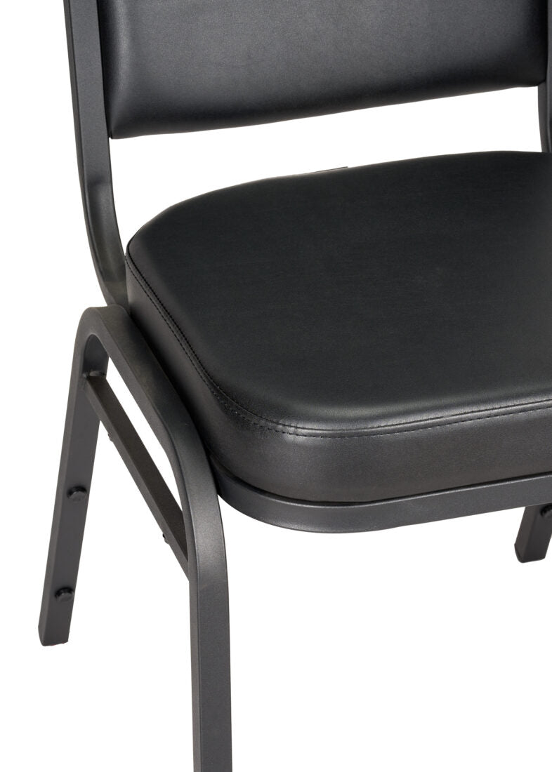 Black Vinyl on Black Vein Steel Frame Square Back Banquet Chair by Chivari CQSVB-ZF-T