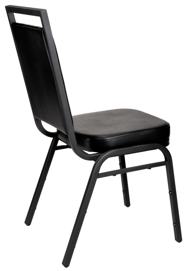 Black Vinyl on Black Vein Steel Frame Square Back Banquet Chair by Chivari CQSVB-ZF-T