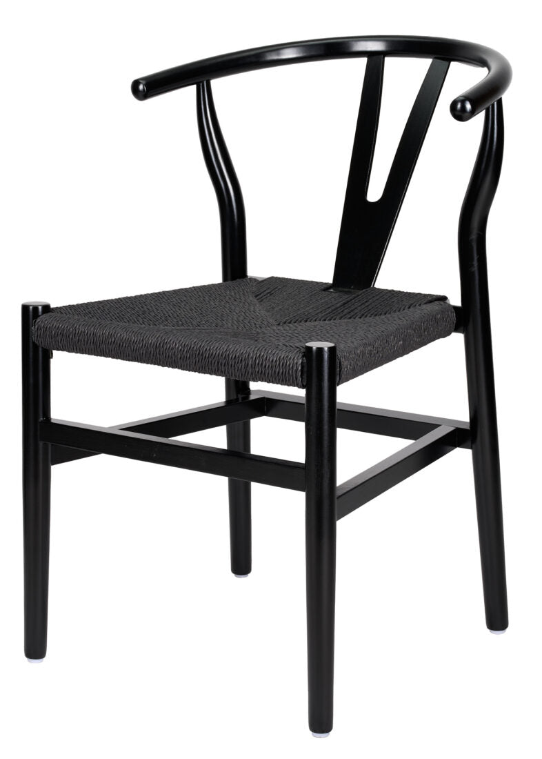 Black Wood Wishbone Chair with Black Rope Seat