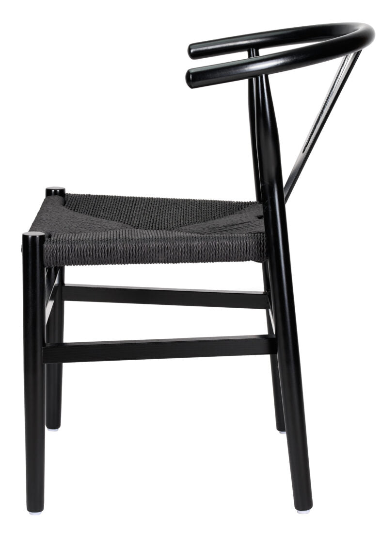 Black Wood Wishbone Chair with Black Rope Seat