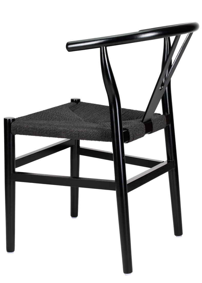 Black Wood Wishbone Chair with Black Rope Seat