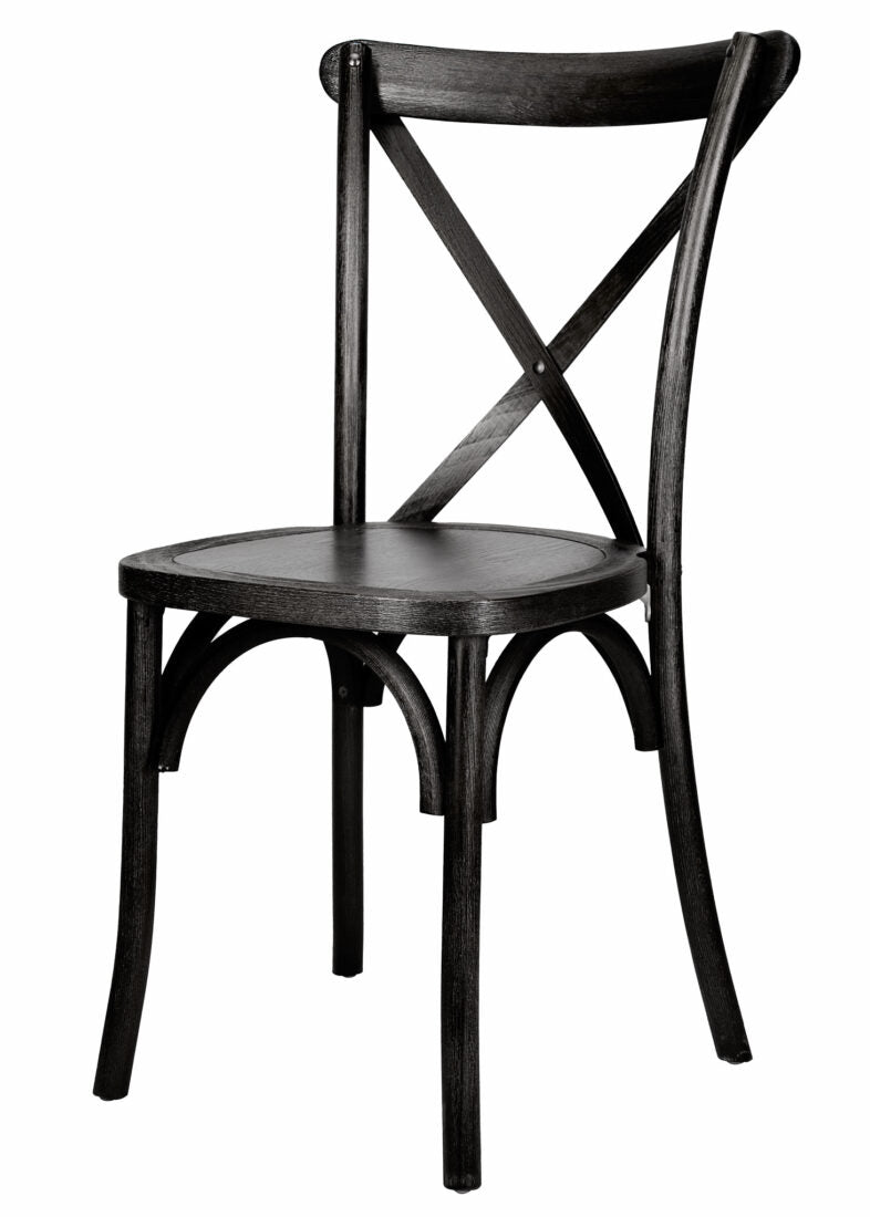 Black ToughWood Cross Back Chair by Chivari CXWB-AX-T