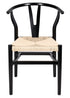 Black Wood Wishbone Chair with Natural Rope Seat