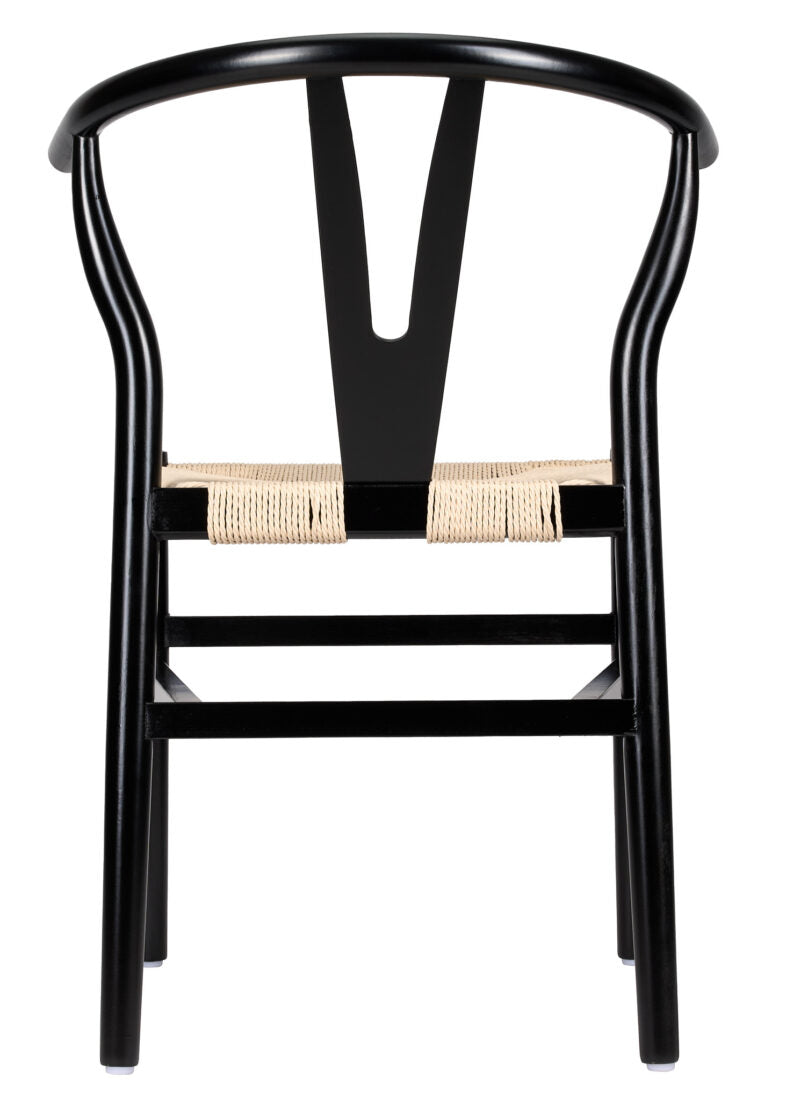 Black Wood Wishbone Chair with Natural Rope Seat