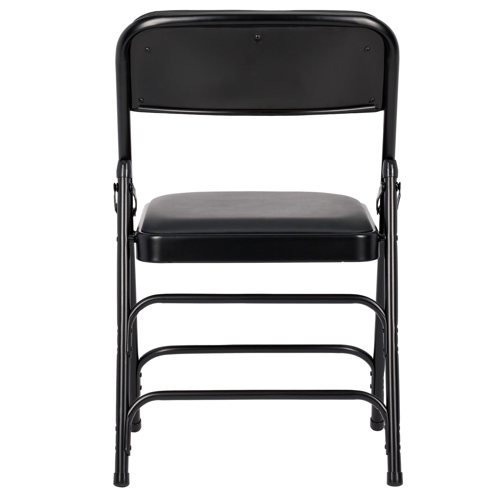 Black Metal Folding Chair with Black Vinyl Cushion (Per Chair Price Shown – Sold only in Quantities of 4)