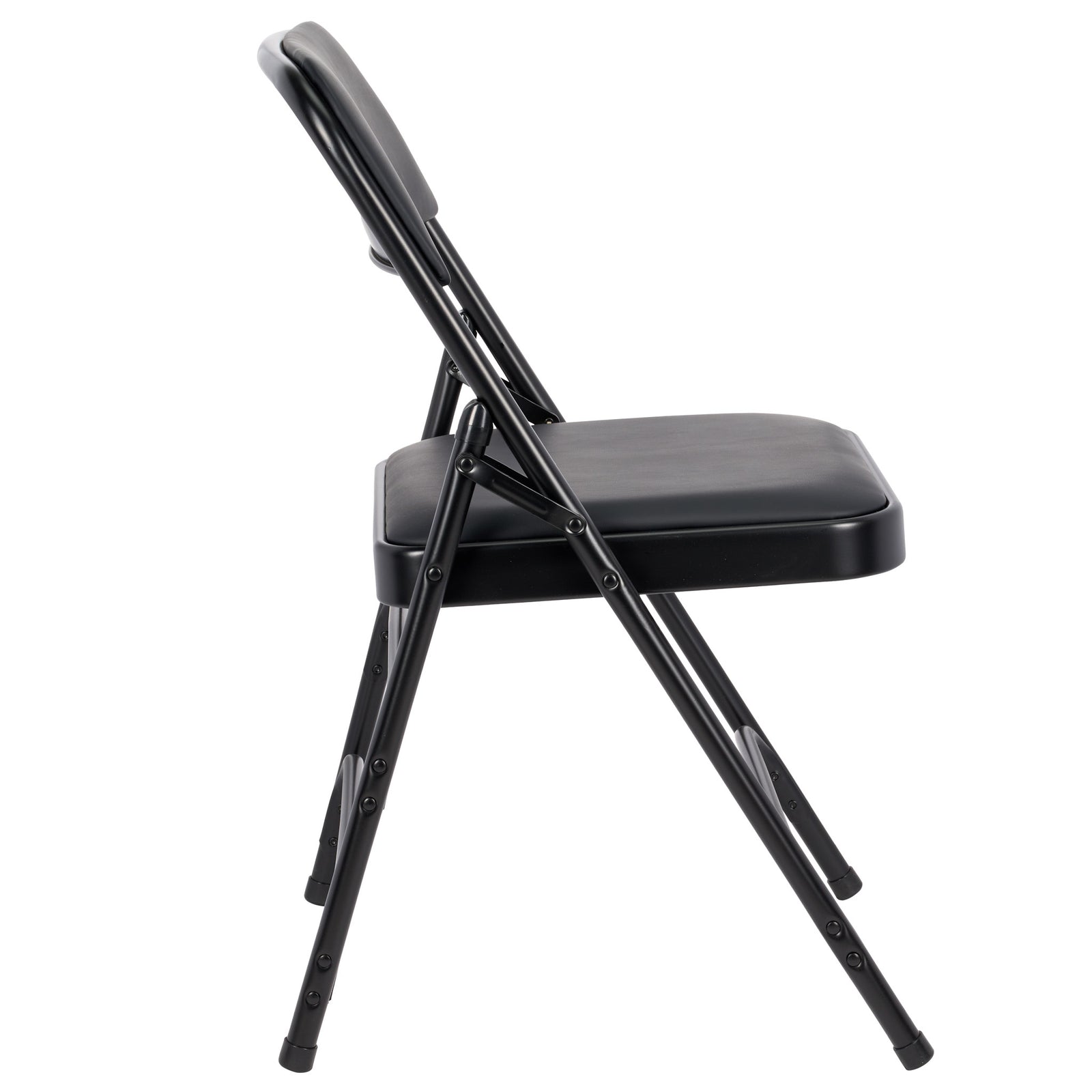 Black Metal Folding Chair with Black Vinyl Cushion (Per Chair Price Shown – Sold only in Quantities of 4)