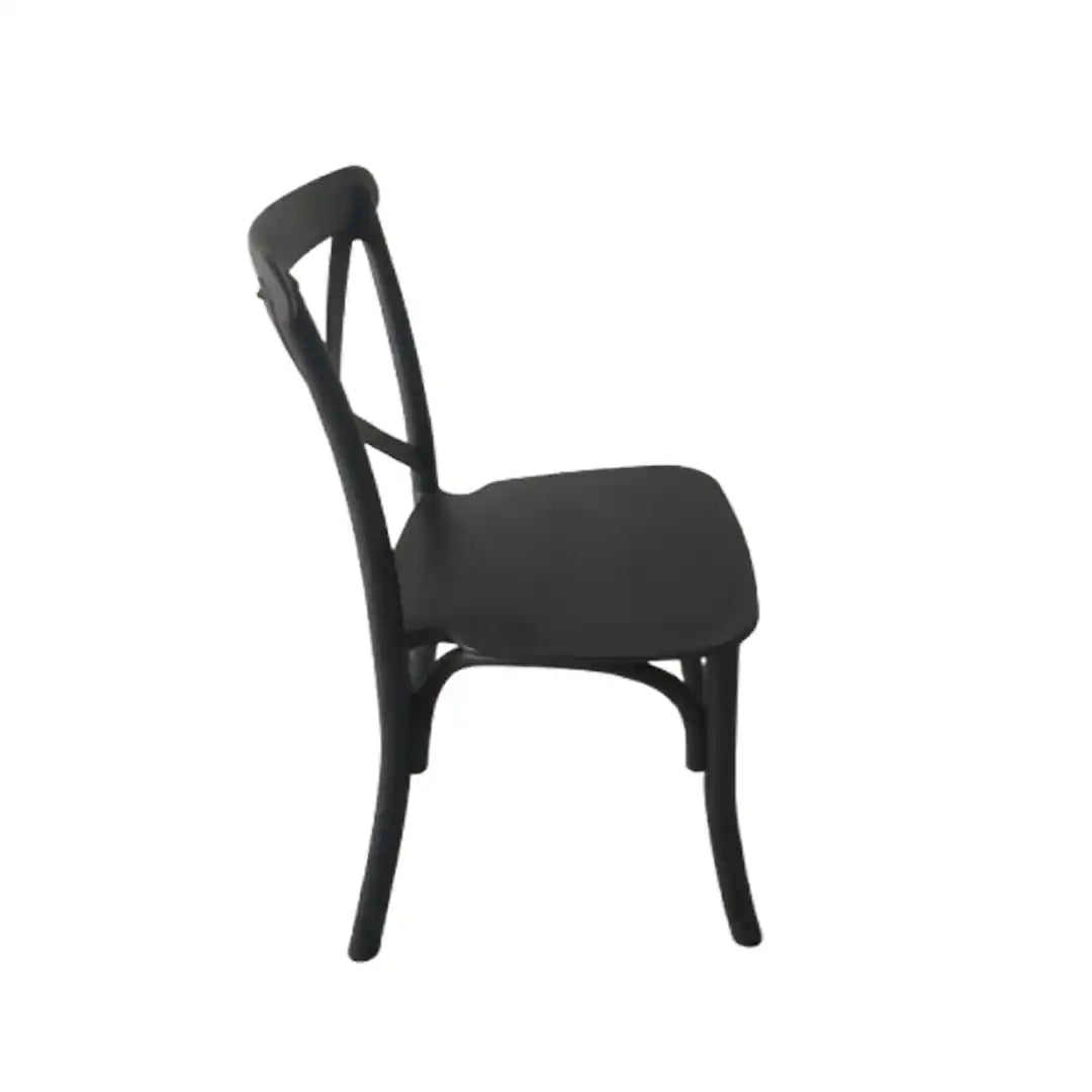 Kids Black ToughResin™ WoodGrain Cross Back Chair