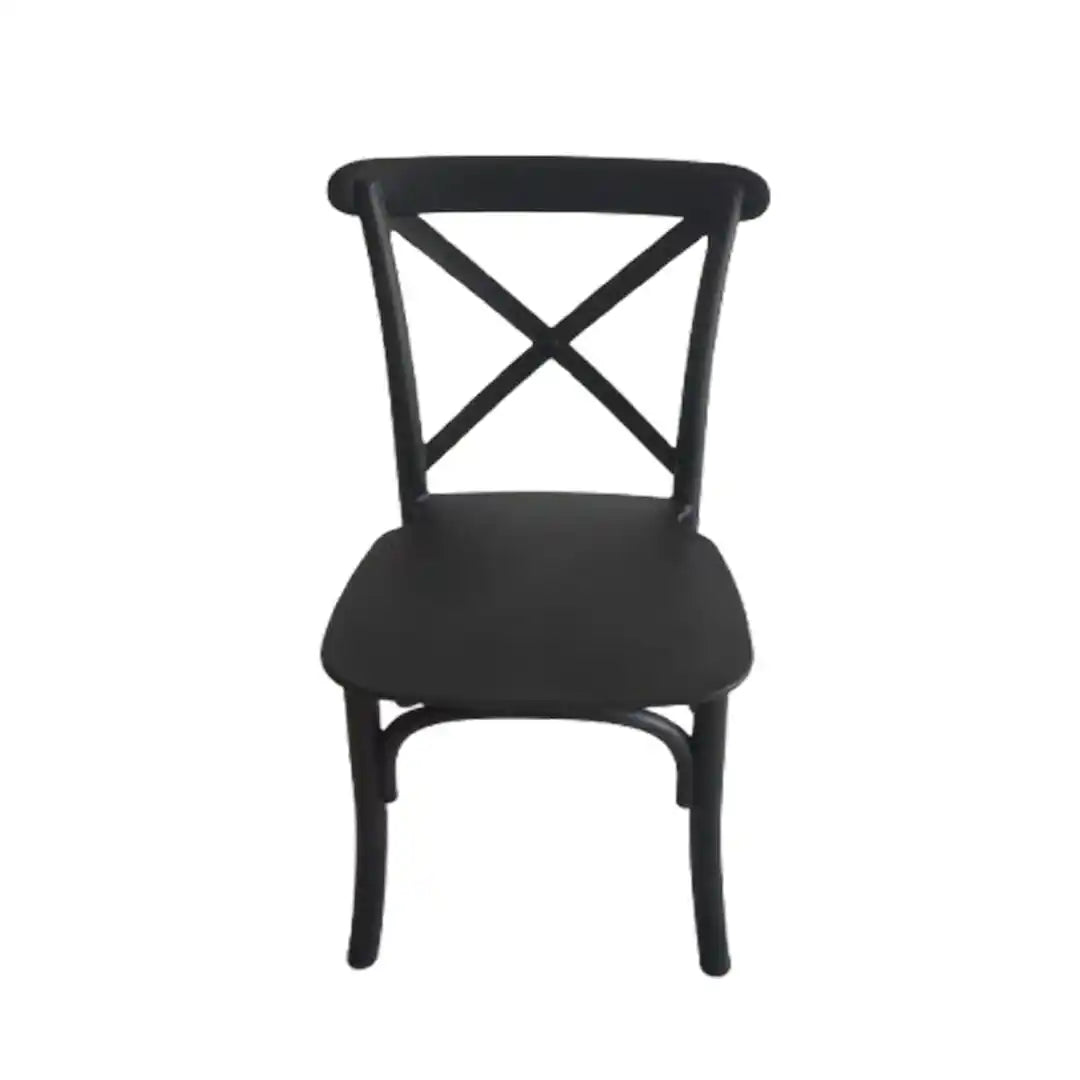 Kids Black ToughResin™ WoodGrain Cross Back Chair