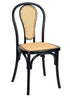 Black Bentwood Resin Chair with Natural Rattan Back and Natural Rattan Seat