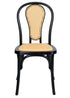 Black Bentwood Resin Chair with Natural Rattan Back and Natural Rattan Seat