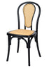 Black Bentwood Resin Chair with Natural Rattan Back and Natural Rattan Seat