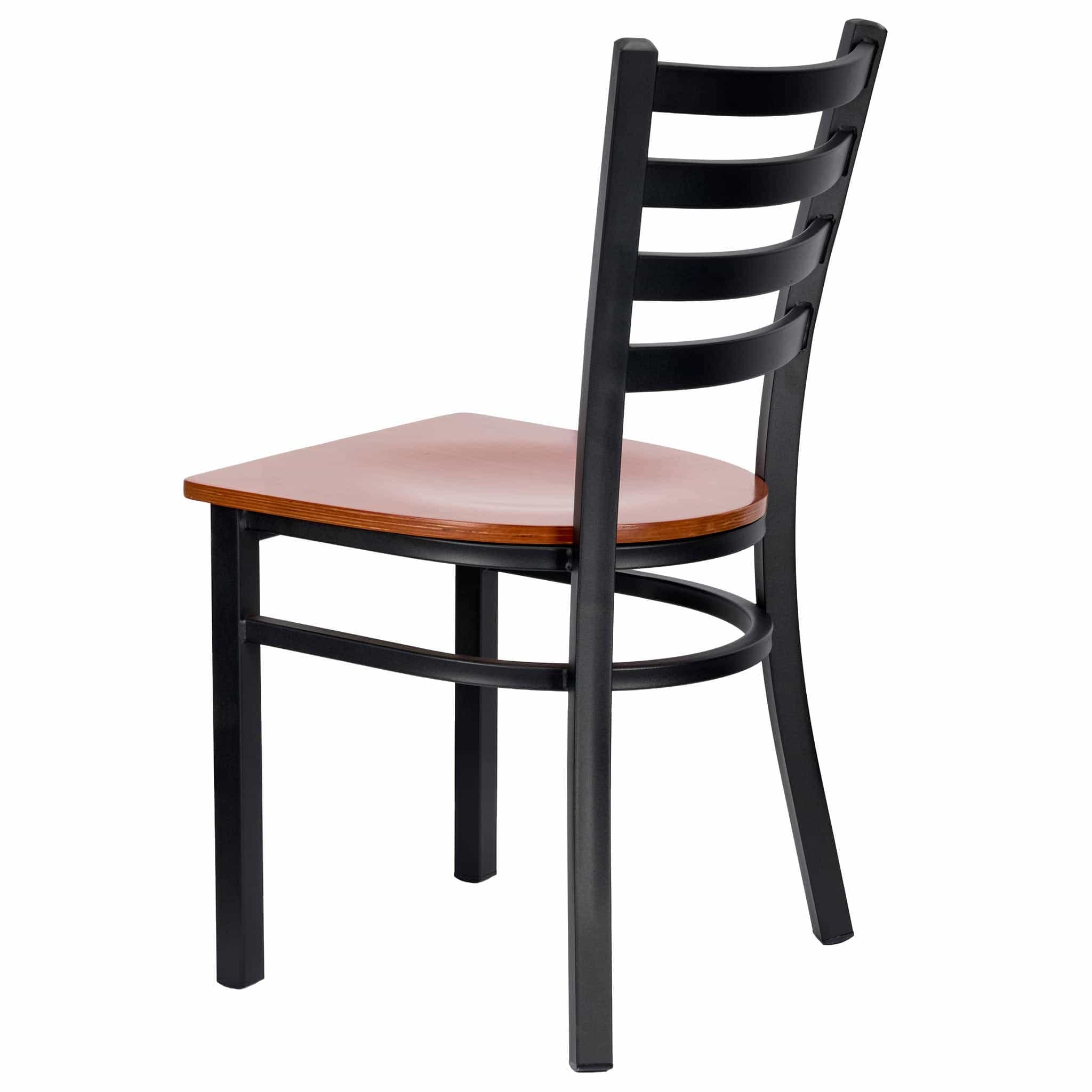 Chivari Ladder Back Restaurant Chair with Black Frame and Cherry Wood Seat CLMBWCW-ZF-KT