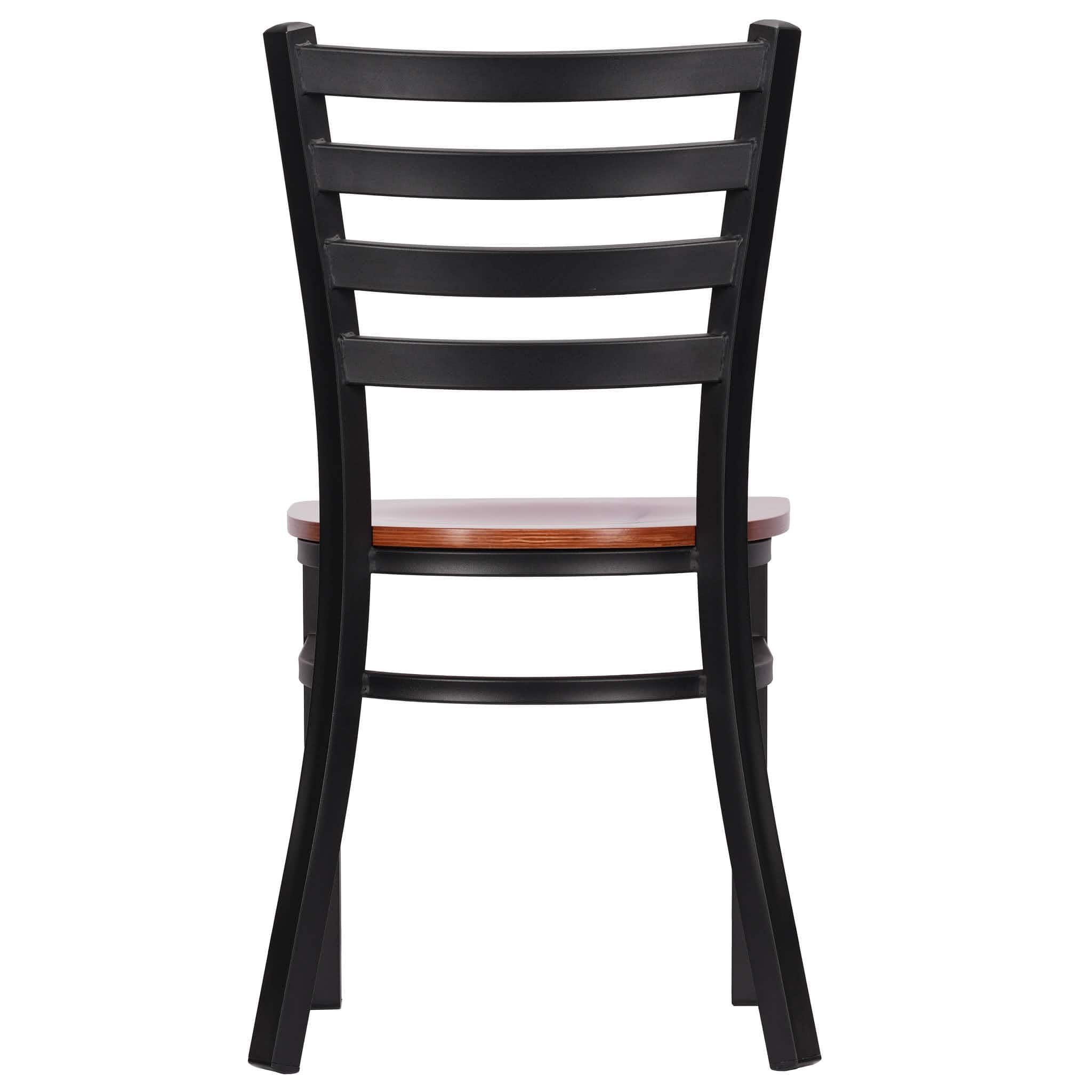 Chivari Ladder Back Restaurant Chair with Black Frame and Cherry Wood Seat CLMBWCW-ZF-KT