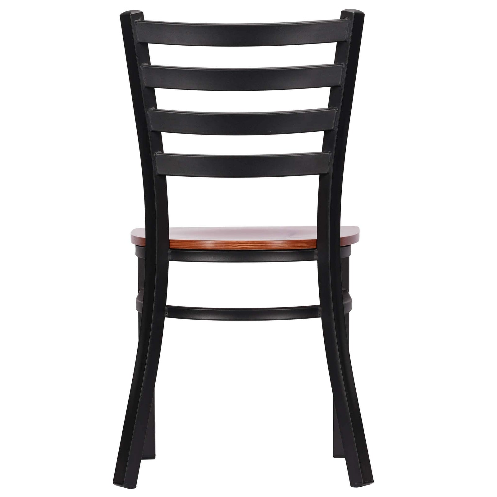 Chivari Ladder Back Restaurant Chair with Black Frame and Cherry Wood Seat CLMBWCW-ZF-KT