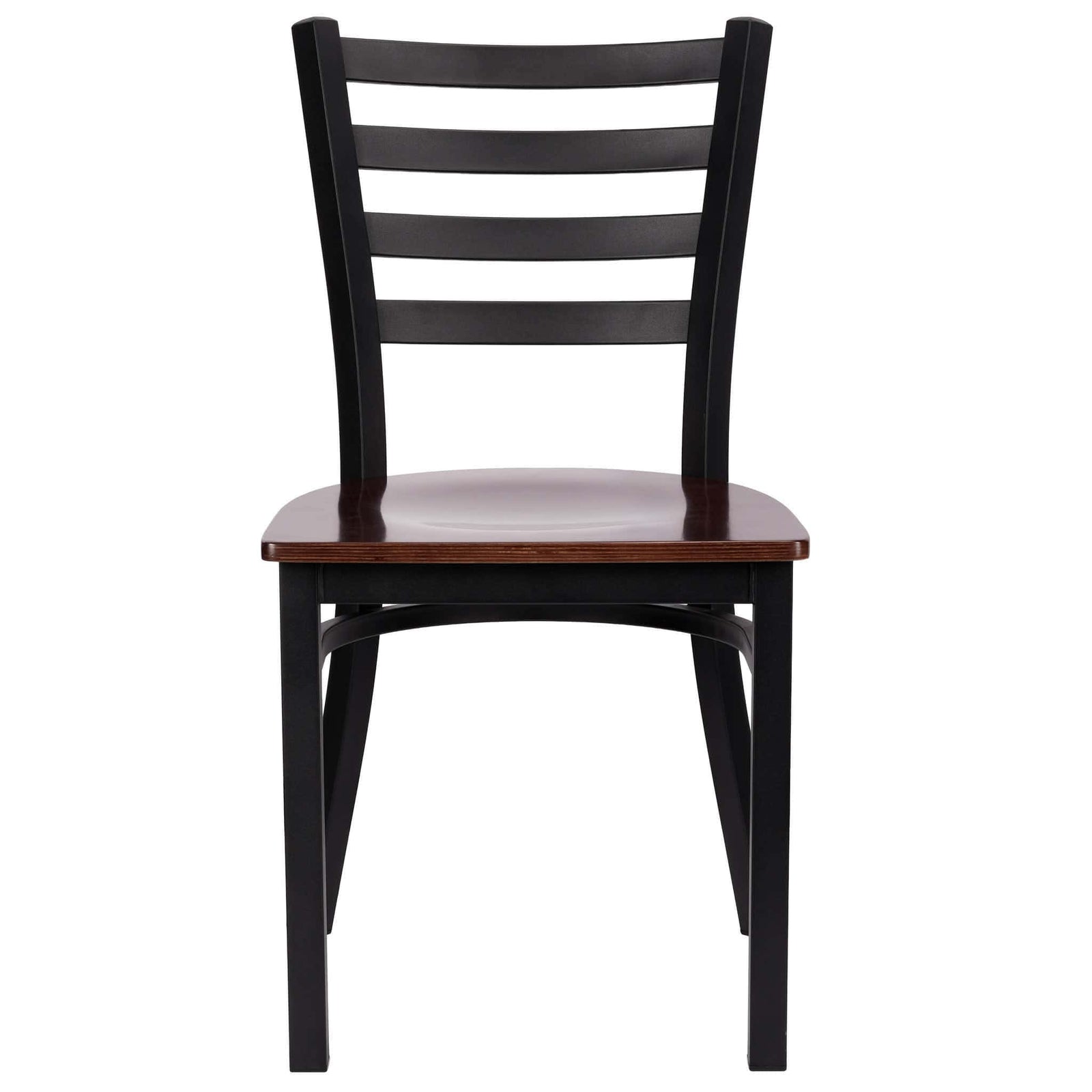 Chivari Ladder Back Restaurant Chair with Black Frame and Dark Wood Seat CLMBWDW-ZF-KT