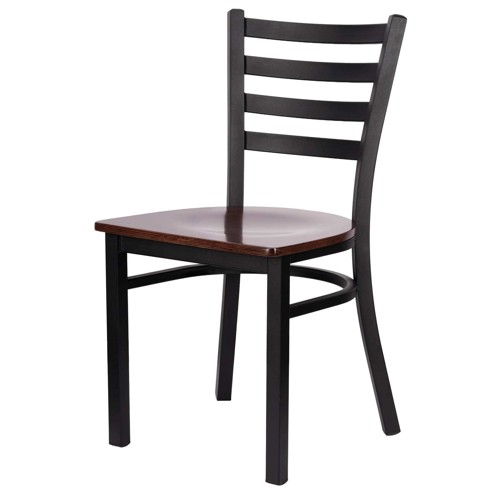 Chivari Ladder Back Restaurant Chair with Black Frame and Dark Wood Seat CLMBWDW-ZF-KT