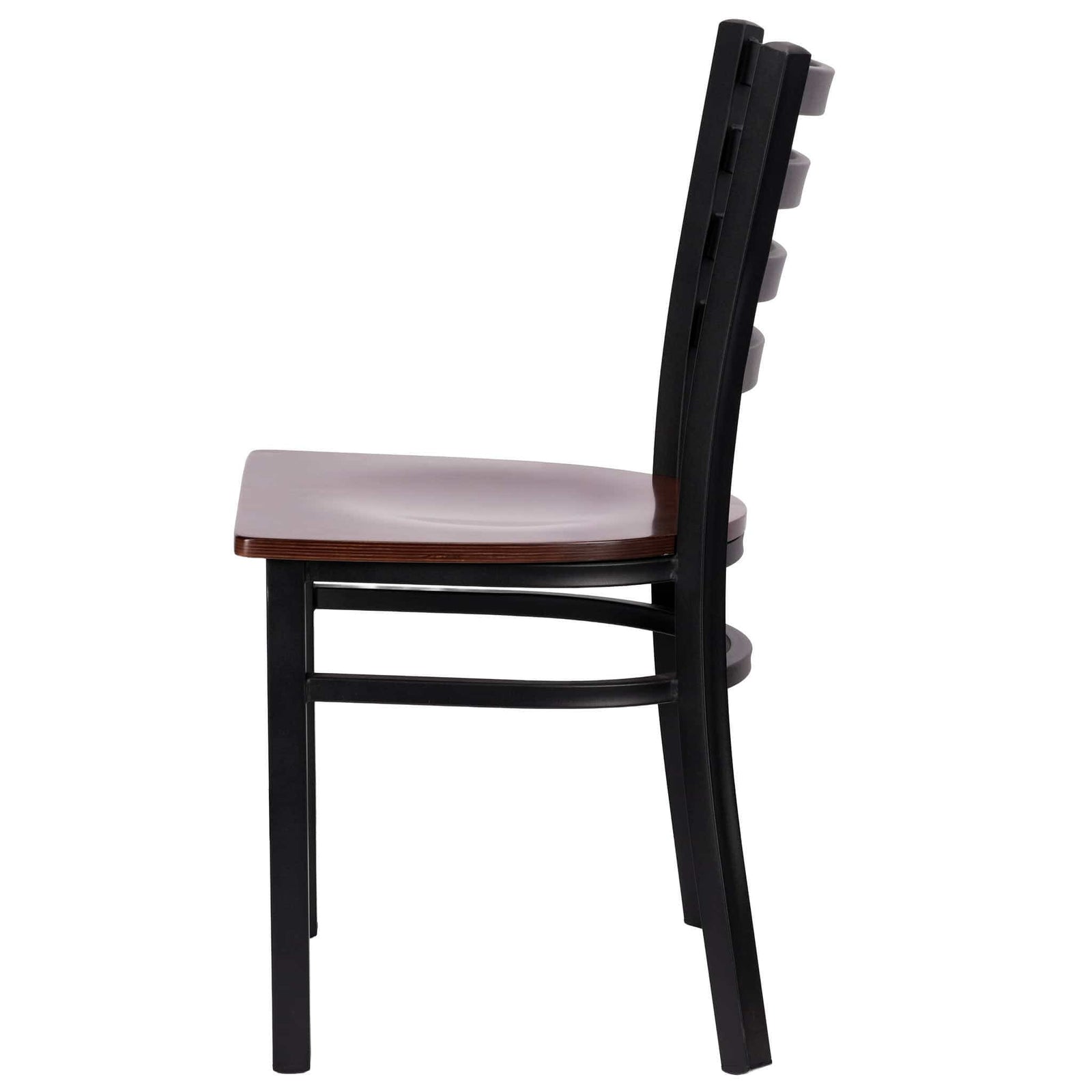 Chivari Ladder Back Restaurant Chair with Black Frame and Dark Wood Seat CLMBWDW-ZF-KT