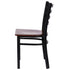 Chivari Ladder Back Restaurant Chair with Black Frame and Dark Wood Seat CLMBWDW-ZF-KT