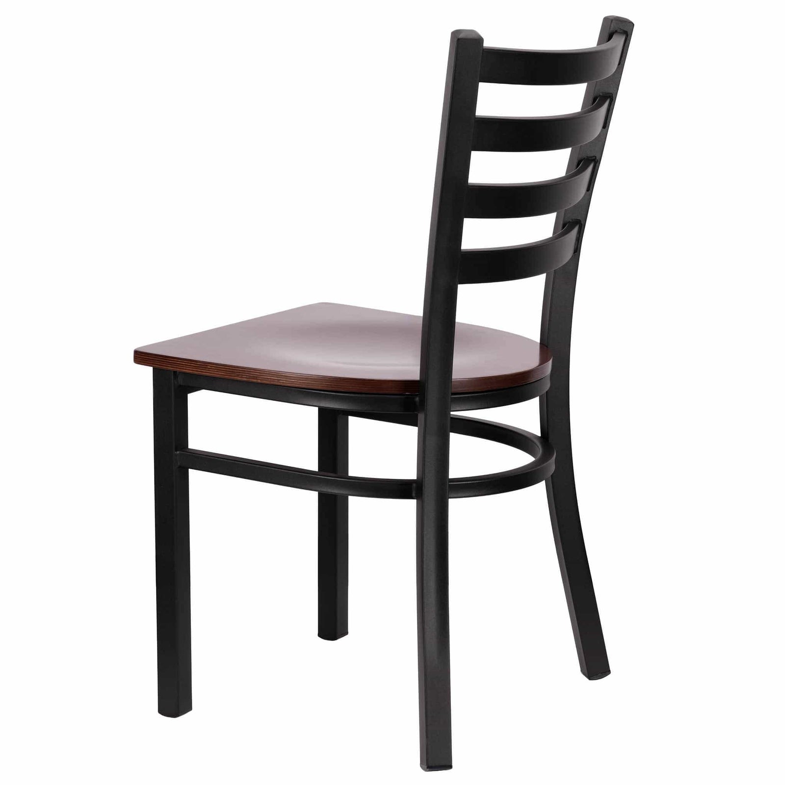 Chivari Ladder Back Restaurant Chair with Black Frame and Dark Wood Seat CLMBWDW-ZF-KT