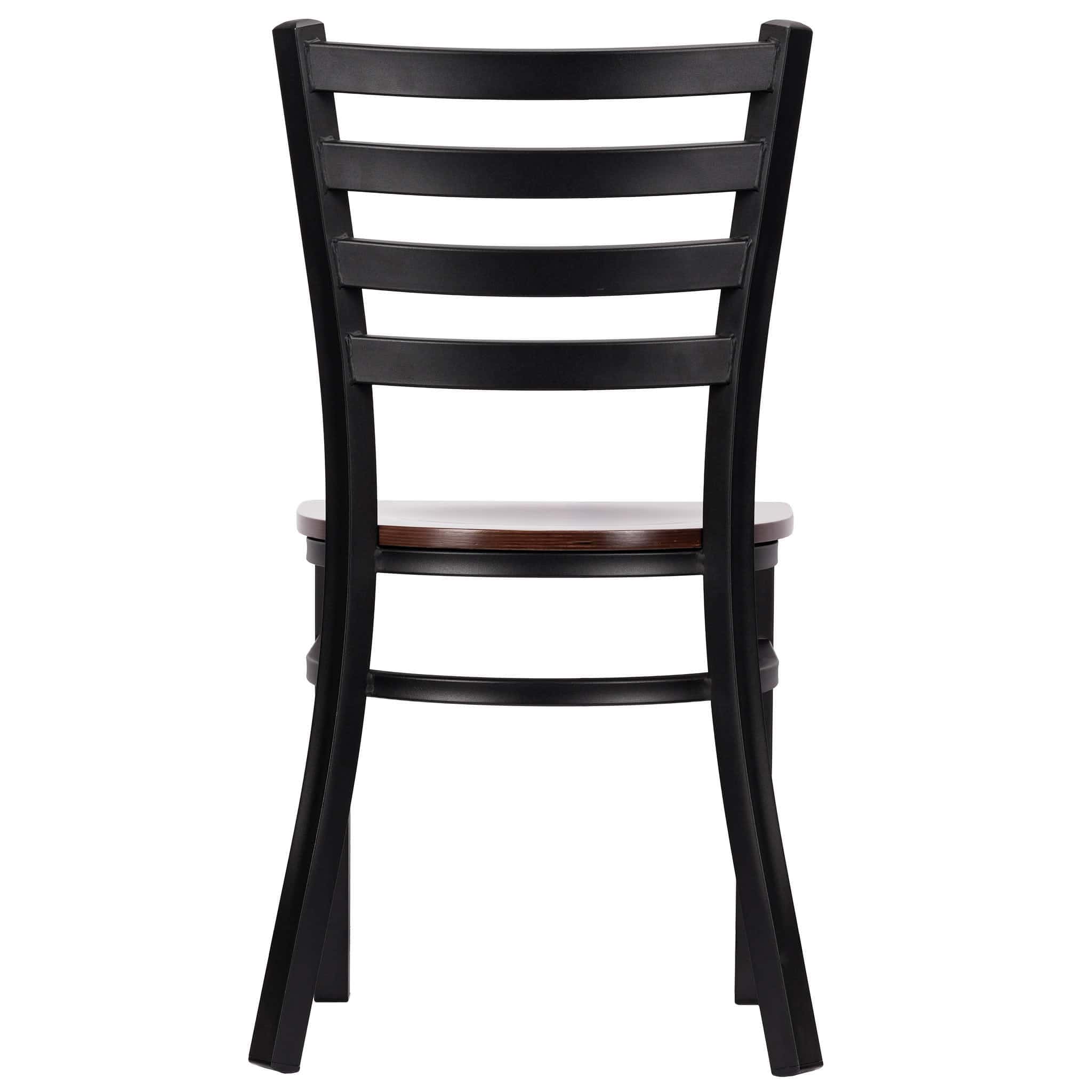 Chivari Ladder Back Restaurant Chair with Black Frame and Dark Wood Seat CLMBWDW-ZF-KT