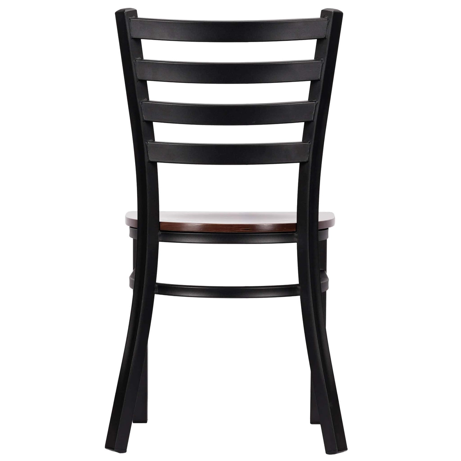 Chivari Ladder Back Restaurant Chair with Black Frame and Dark Wood Seat CLMBWDW-ZF-KT