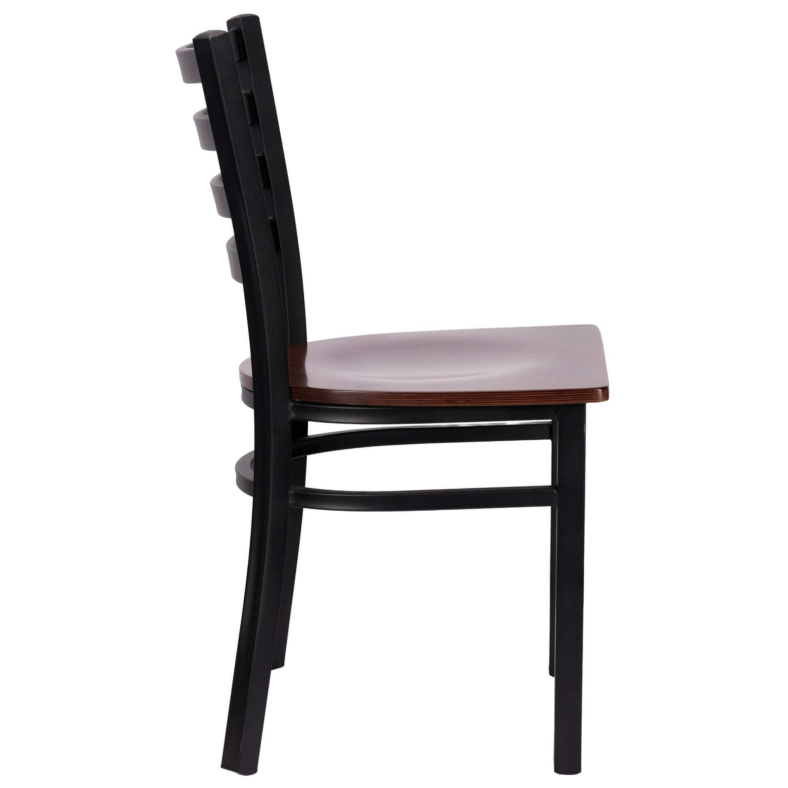 Chivari Ladder Back Restaurant Chair with Black Frame and Dark Wood Seat CLMBWDW-ZF-KT