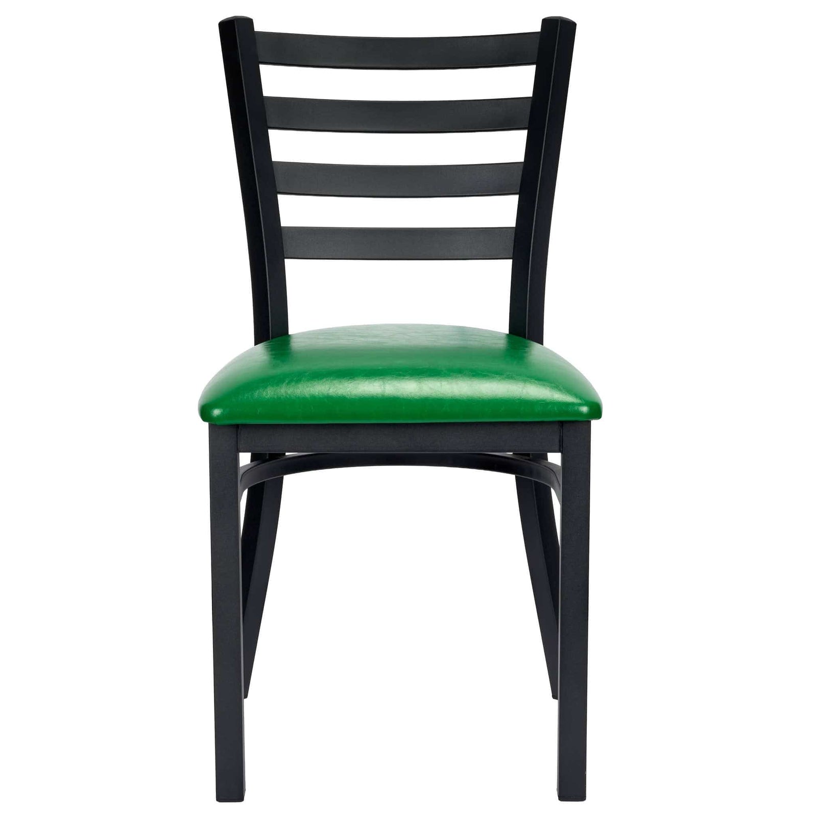 Chivari Ladder Back Restaurant Chair with Black Metal Frame and Green Vinyl Seat CLMBVGR-ZF-KT