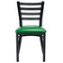 Chivari Ladder Back Restaurant Chair with Black Metal Frame and Green Vinyl Seat CLMBVGR-ZF-KT