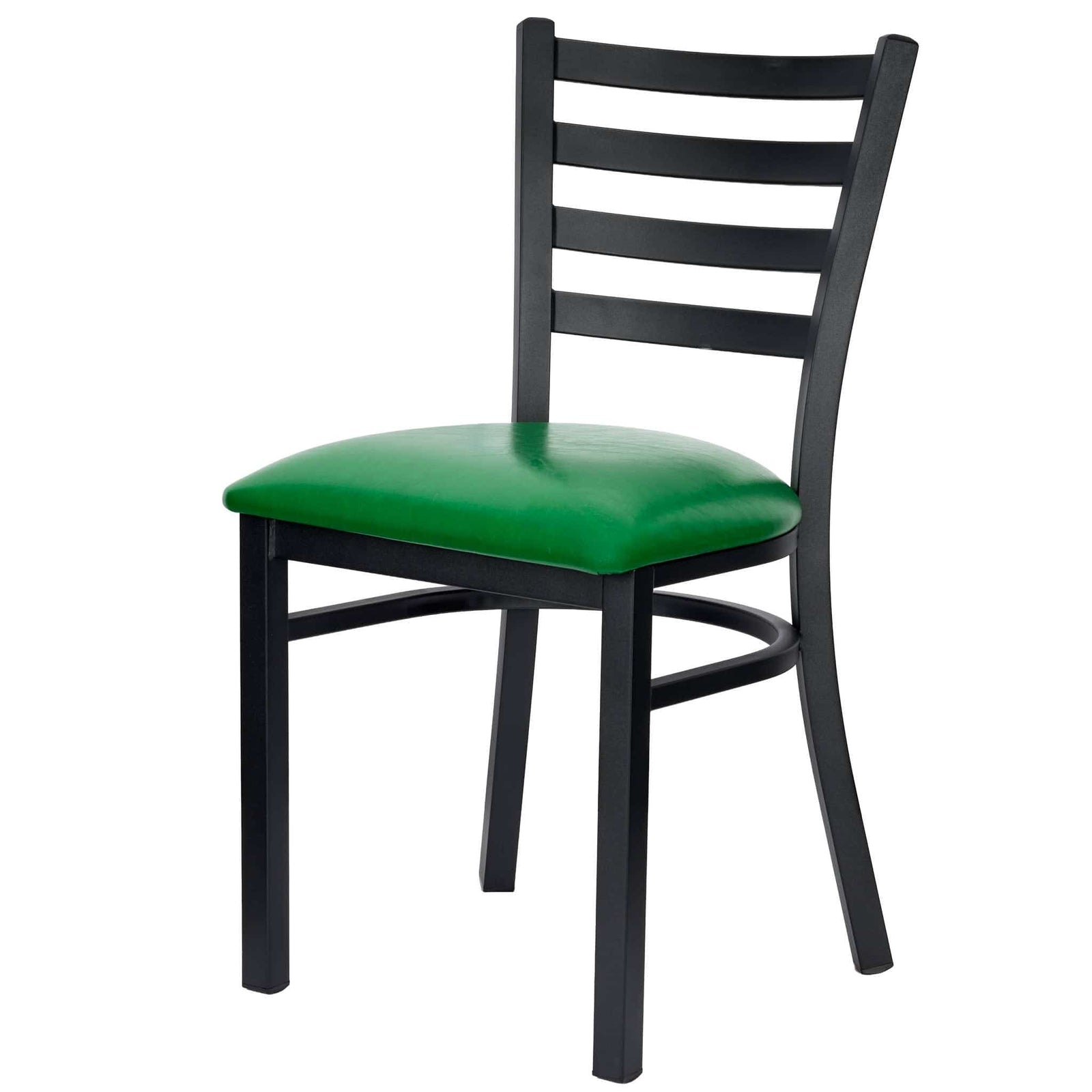 Chivari Ladder Back Restaurant Chair with Black Metal Frame and Green Vinyl Seat CLMBVGR-ZF-KT