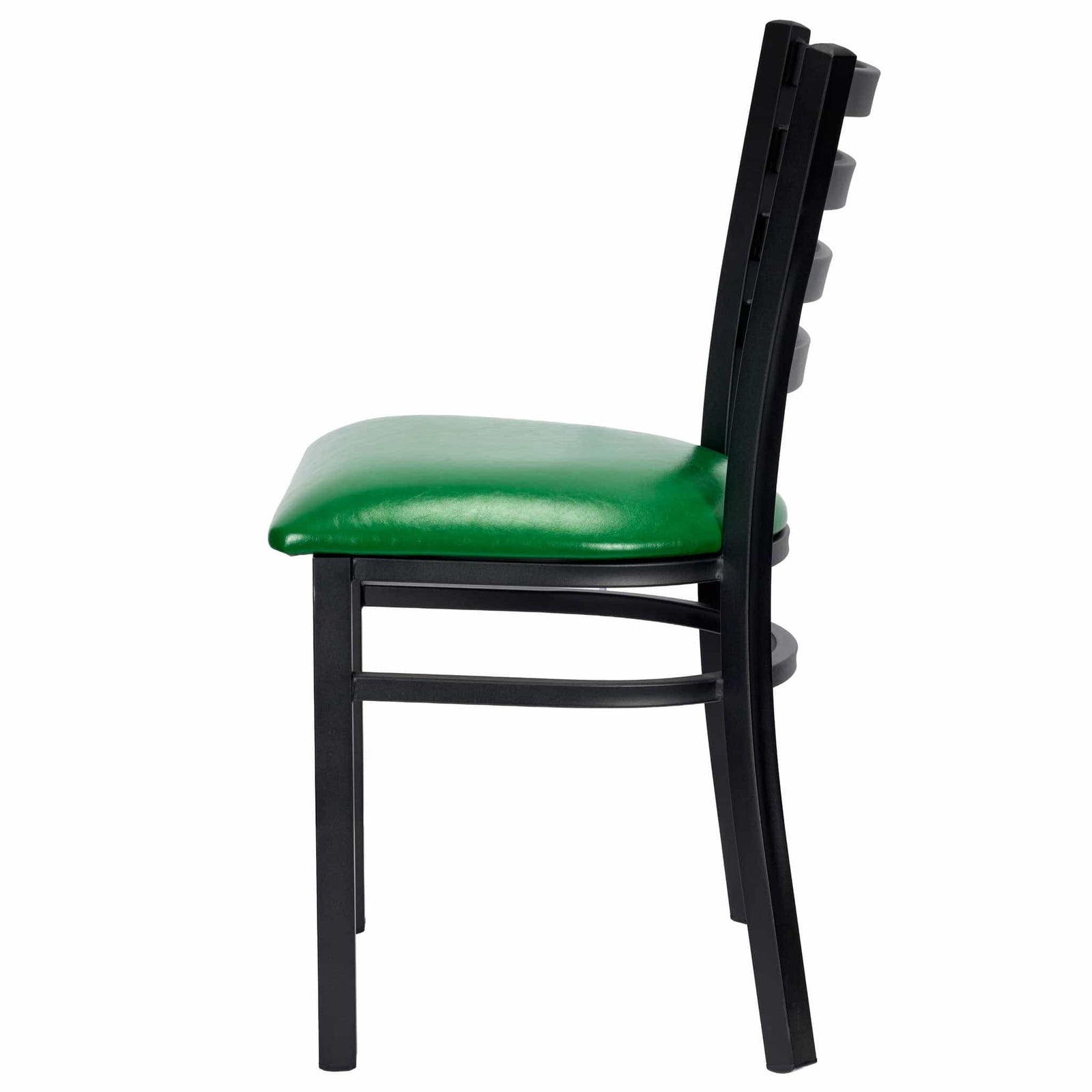 Chivari Ladder Back Restaurant Chair with Black Metal Frame and Green Vinyl Seat CLMBVGR-ZF-KT